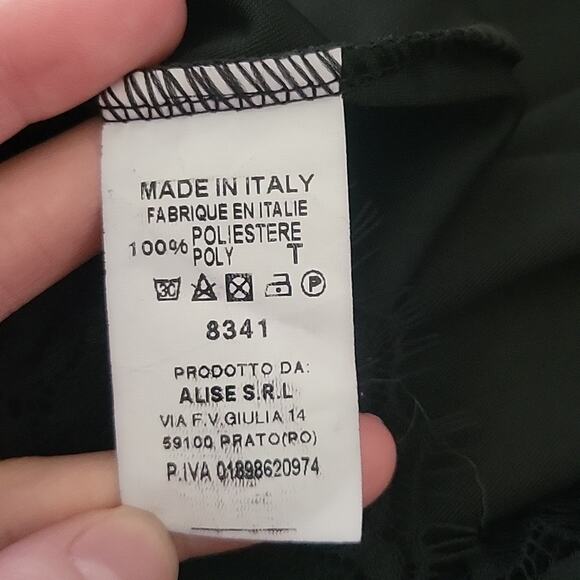 La Vie En Blanc Velvet Lace Dress Black Medium - Picture 8 of 9